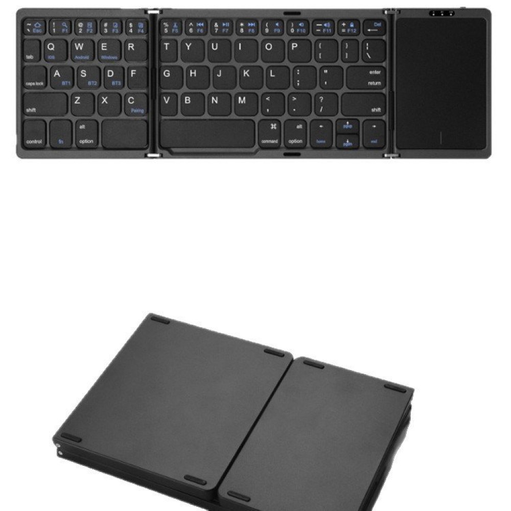 Three Folding Wireless Bluetooth Keyboard Touch Pad Mobile Phone Tablet Notebook Portable Folding Keyboard Three Folding Wireless Bluetooth Keyboard Touch Pad Mobile Phone Tablet Notebook Portable Folding Keyboard