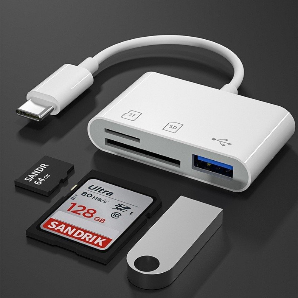 Tablet DCF Card Camera TF Card Reader U Disk 3-in-1 Memory Card Expansion